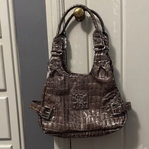 Croc-Embossed Brown Shoulder Bag Genno di Rossi.
Beautiful for day or night